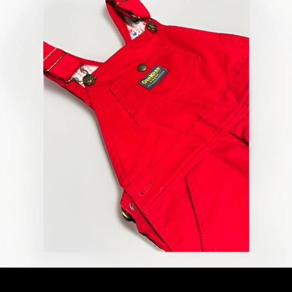 OshKosh B’Gosh Red Corduroy Overalls Size 6 Vintage NWT Lined USA Made - Picture 2 of 9